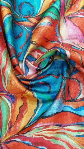 Multicolored abstract silk brocade