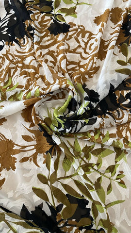 Olive and brown  burnout chiffon