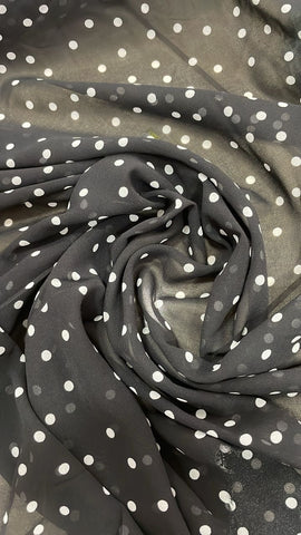 Black and white polka chiffon