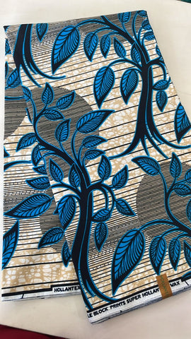 Blue plant African wax print