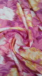 Watercolour pink and yellow cotton chiffon