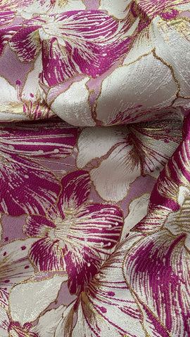 Gold metallic hibiscus brocade