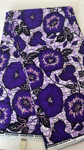 Purple hibiscus floral  African wax print