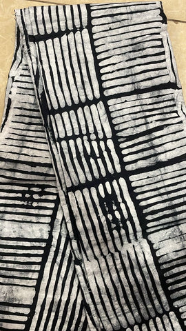 Black and white striped  tie and dye African print cotton