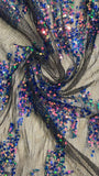 Sequin pleated mesh