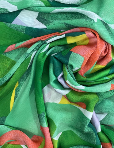 Greenn abstract crinkle silk