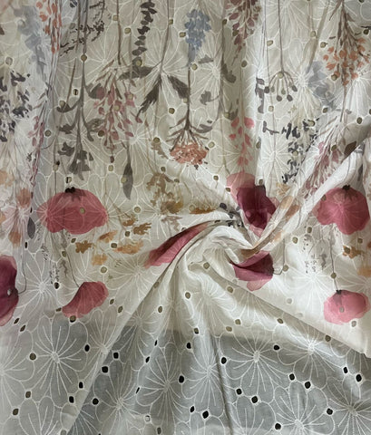 Big floral border cotton lace