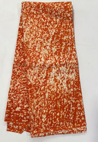 Orange splash tie and dye African print cotton