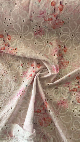 Shades of pink  floral cotton lace