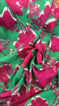 Green and Fuschia hibiscus chiffon