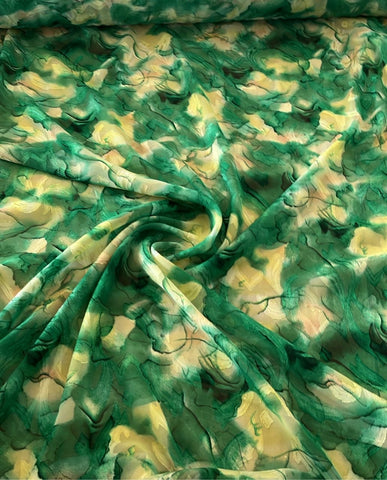 green and yellow  burnout chiffon