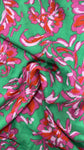 Green and pink floral rayon