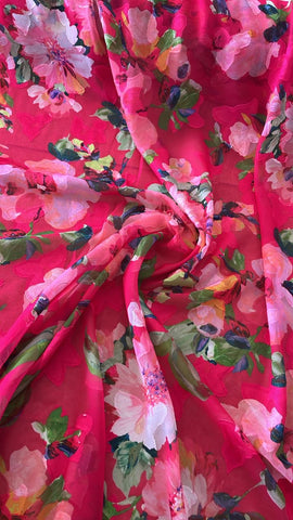 Fuschia floral burnout chiffon