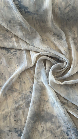 Grey metallic striped chiffon