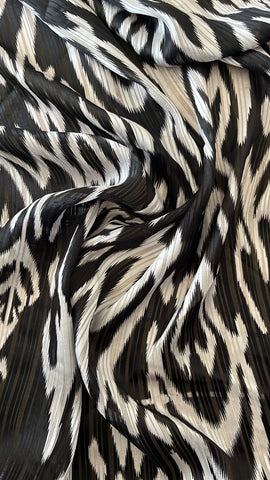 Black and white   metallic striped chiffon