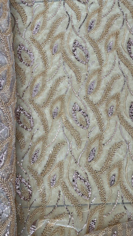 Rose gold beaded sequin lace