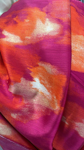 Pink and orange watercolor crinkle silk