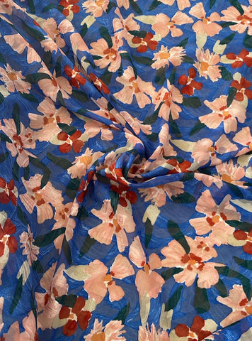 Blue floral  burnout chiffon