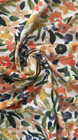 Paint floral cotton satin