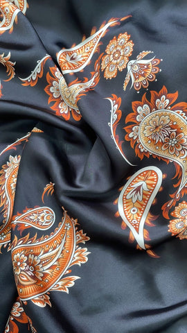 Black and brown paisley Italian silk