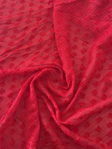 Red windowpane Dobby chiffon