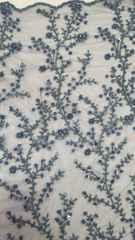 Beaded branch embroidered lace