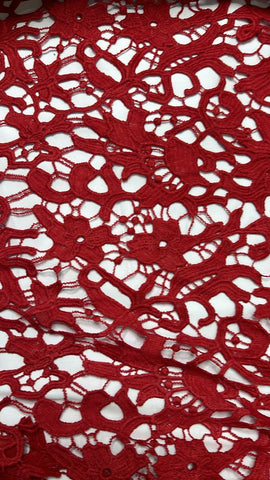 Red floral guipere lace