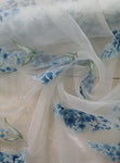 Blue floral organza