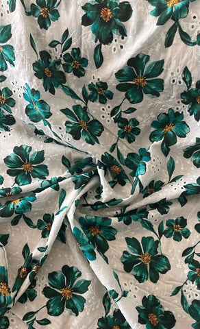 Green floral cotton lace