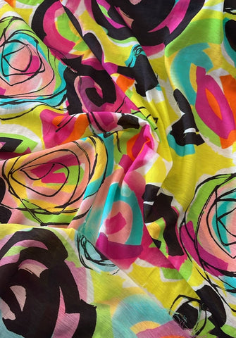 Multicolored abstract cotton chiffon
