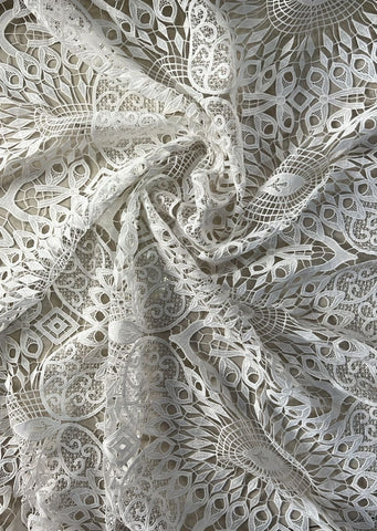 Off white circle border cord lace