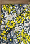 Yellow budding flower African wax print 005