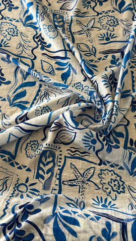 Blue sea stuff cotton chiffon