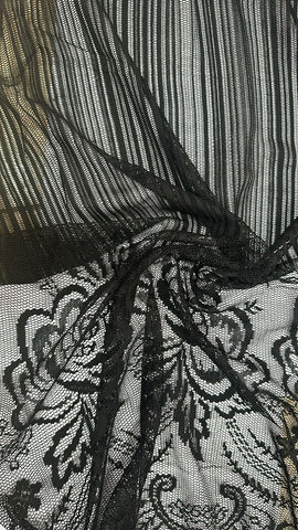 Black striped floral edge soft lace