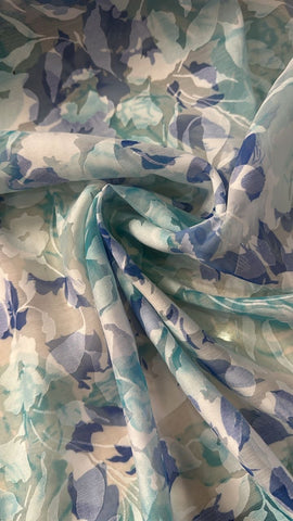 Shades of blue burnout floral organza