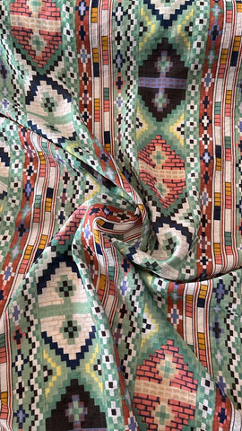 Green tribal cotton chiffon