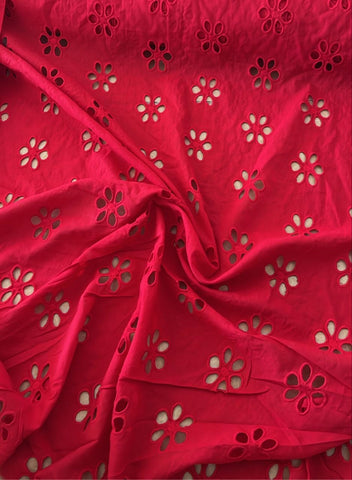 Red floral cotton lace