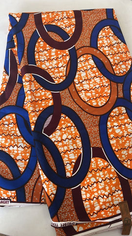 Orange circle African wax print