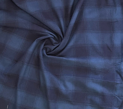 Navy blue plaid wool