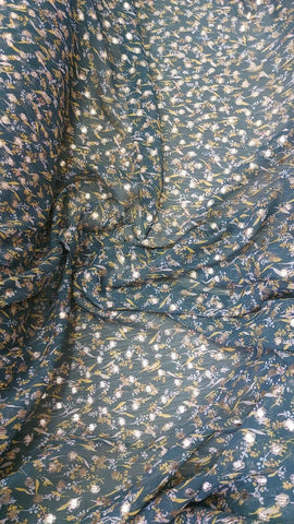 Good metallic polka floral chiffon