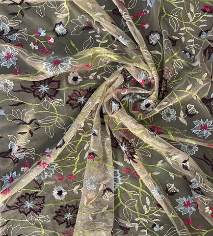Nude embroidered floral tulle