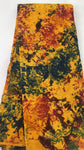Yellow orange navy blue tie and dye African print cotton