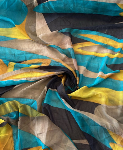 Yellow Turqoise and black chiffon