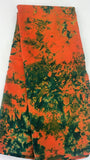 Orange and gren tie and dye African print cotton