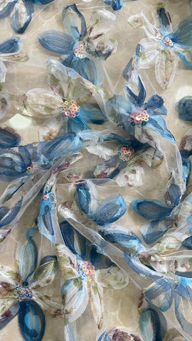 3D floral sequin tulle