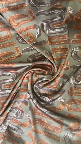 Abstract brown written silk