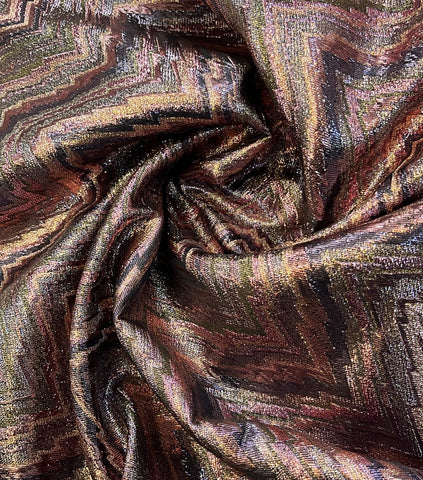 Bronze zigzag metallic brocade