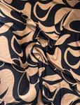 Black and nude abstract cotton rayon