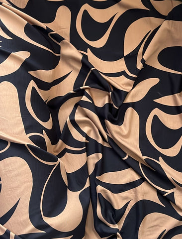 Black and nude abstract cotton rayon