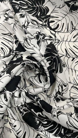 Black and white hawaian rayon